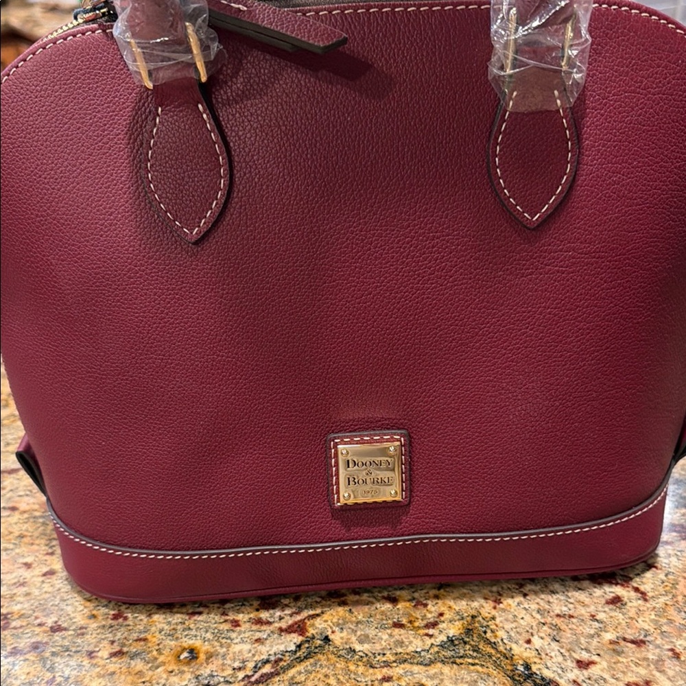 NEW Dooney & Bourke Pebbled Leather Satchel in Burgundy - Picture 2 of 8